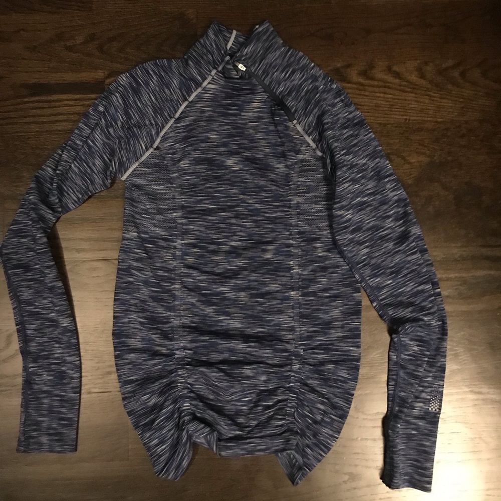 Athleta long sleeve mock neck with zipper blue